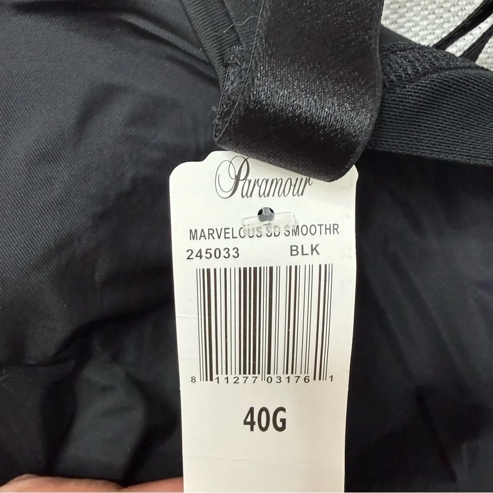 Paramour Felina Women's Black‎ Marvelous Side Smoother Bra 40G NWT